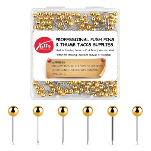 Yalis Retro Gold Map Push Pins 1/8 Inch, 200 Count – Corkboard Tacks