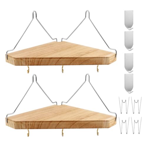 Wooden Corner Wall Shelf Set - No Drill Cubicle & Office Storage Organizer