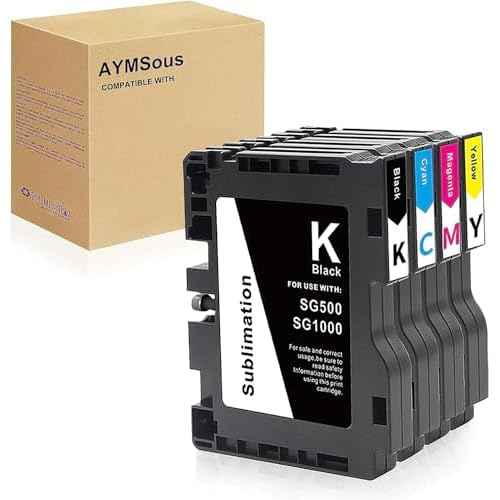 SG500 SG1000 Sublimation Ink Cartridge Latest Upgraded Chip Compatible for Sawgrass Virtuoso SG500 SG1000 Printer (1 Black, 1 Cyan, 1 Magenta, 1 Yellow, 4-Pack SG500 Ink)