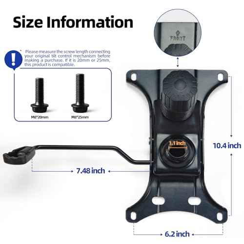 Sytopia Heavy Duty 500lbs Office Chair Replacement Parts, Swivel Tilt Control Mechanism with 6" x 10.2" Mounting Holes, Universal Fit Chair Base for Executive and Gaming Chairs, Black