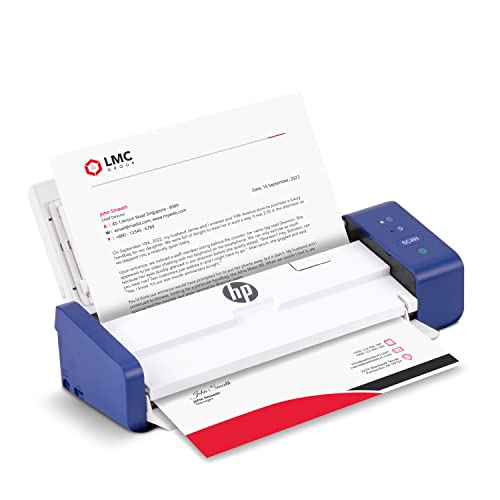 HP Portable Duplex Document Scanner with Auto-Feed Tray — Mobile Black & White & Color, 25ppm, 1200dpi for Home & Office
