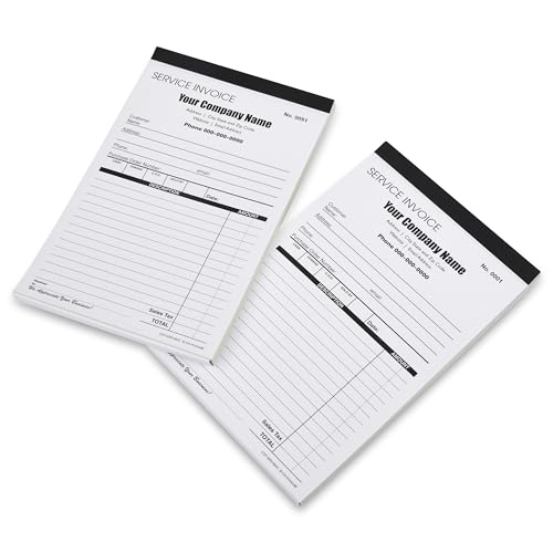 Custom Service Invoice Carbonless Duplicate Books, 2-Pack, 50 Sets Each