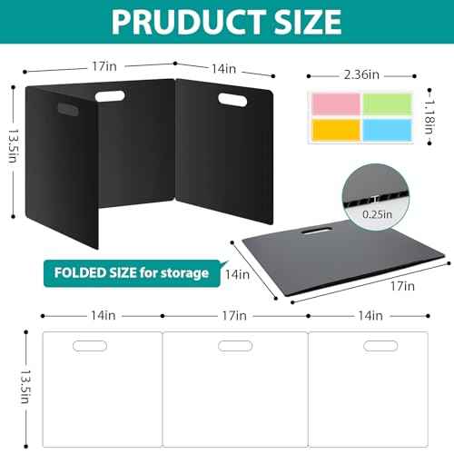 24 Pack Privacy Folders for Students - Durable & Waterproof Plastic Study Desk Dividers,Test Dividers for Classroom,Easy to Clean Privacy Shields & Boards - Includes Extra 48 Labels