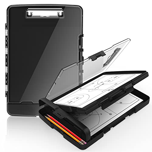 Sooez Black Heavy Duty Clipboard with Storage & Pen Holder, Dual-Layer Design