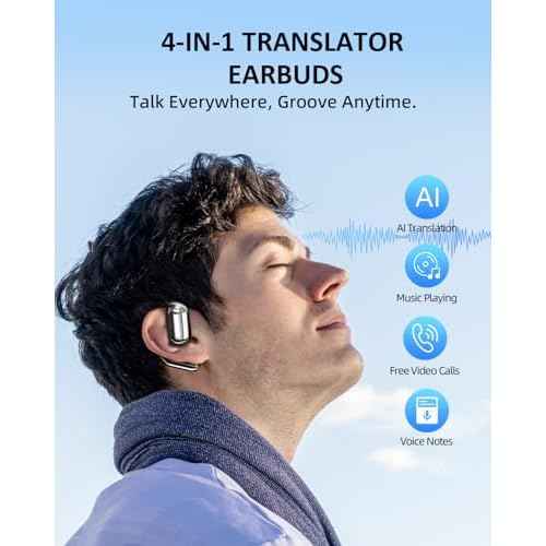 Translator Earbuds Real-Time for Language Translation: AI 3-in-1 Translating Device Wireless Bluetooth Headphones Smart Pods Open Ear Buds Two-Way Instant Translate Learning Earphone with App Support