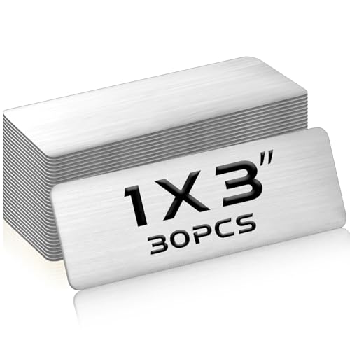 Therwen Silver Name Plates 1x3 Inches Rounded Corner, Pack of 30