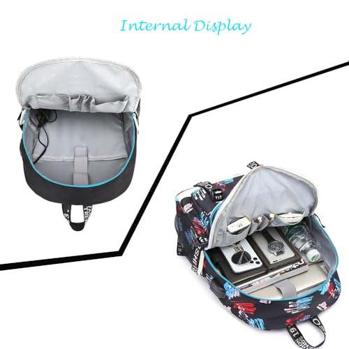 Soccer Player 7 Multifunction Sport Backpack Travel Laptop Football Fans Bag for Men Women (Blue lines - 1)
