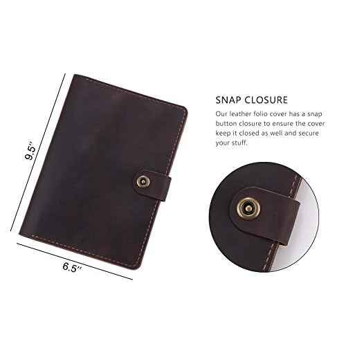 Leather Folio Cover Compatible with Rocketbook Executive Size 6 x 8.8, Handmade Rustic Leather Journal Cover for A5 Notebooks - Coffee