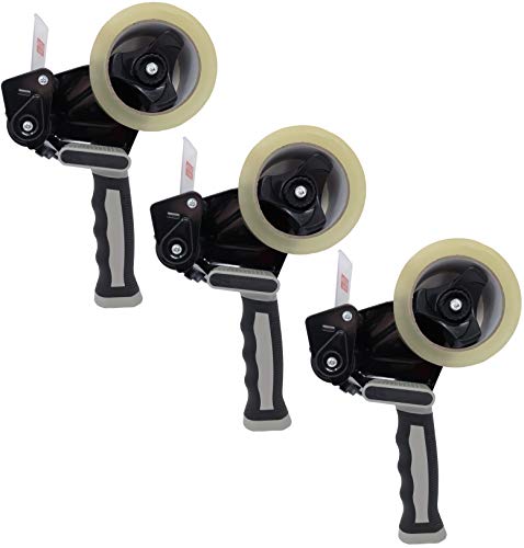 Clipco Tape Dispenser Gun with 2in Tape — 3-Pack, Black-Gray