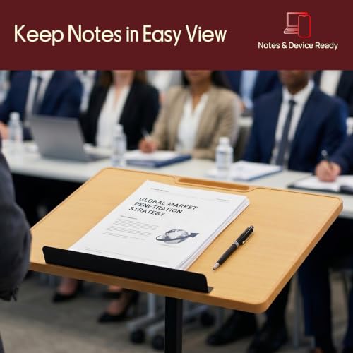 Pyle Adjustable Floor Lectern Podium Stand with Slanted Top for Presentations