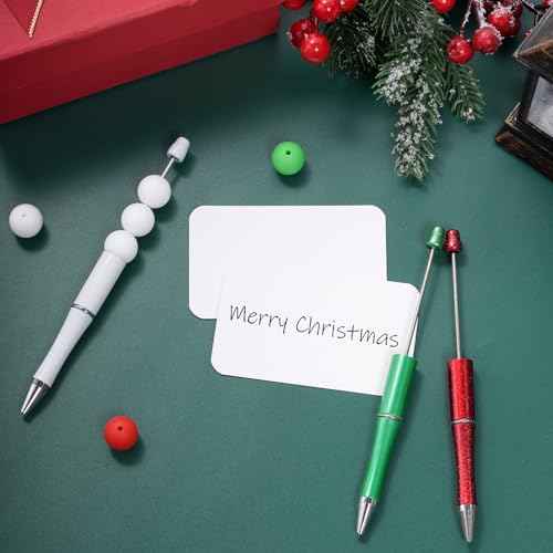 jiebor 30Pcs Christmas Beadable Pens Plastic Bead Ballpoint DIY Cute Cool Pens Black Ink for Students Teacher Women Men Bridal Graduation Gift Office School Supplies