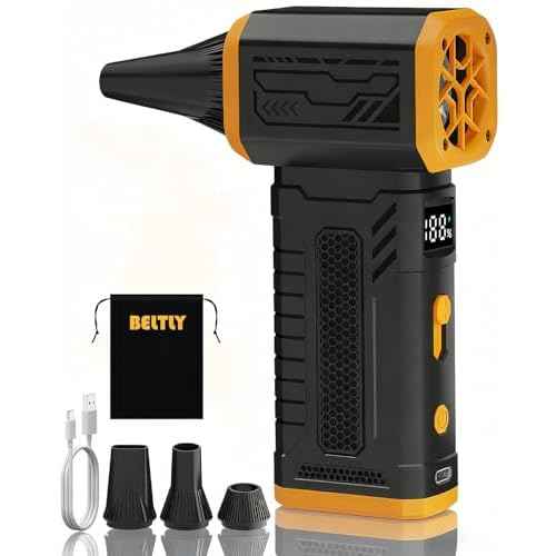 Compressed Air Duster, 130K RPM Powerful Cordless Electric Mini Blower with Display, 10-Gear Adjustable Jet Fan with Fast Charging, Rechargeable Air Blower for Home, Outdoor and Car (Black, Blow)