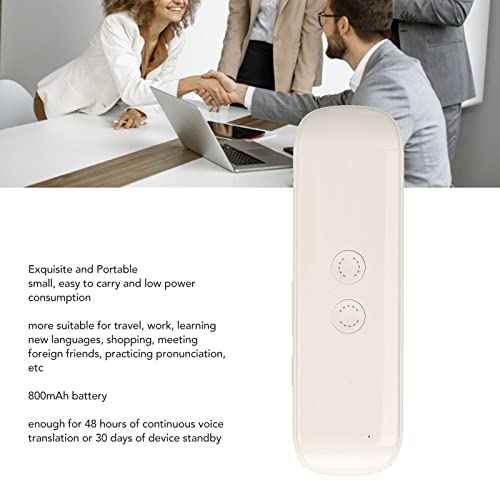Intelligent AI Voice Translator, 144 Languages 2 Way Translation 99% Accuracy BT Connect Phone Portable Translation Devices for Travel Work Learning (White)