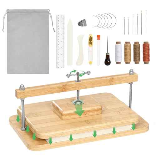 JFNoraiva Book Binding Kits, Bamboo Wood Book Press Suitable for Thin Books, 11 * 7.9 in Bookbinding Press for DIY Bookbinding, Books Repair, Handmade Crafts