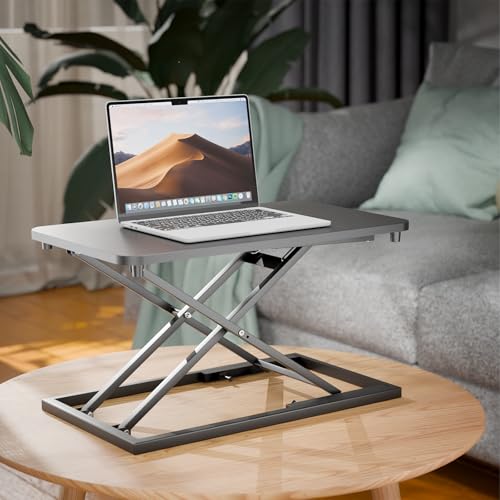 Hoodutric Black Standing Desk Converter - Height Adjustable Sit-Stand Desk Riser for Home Office