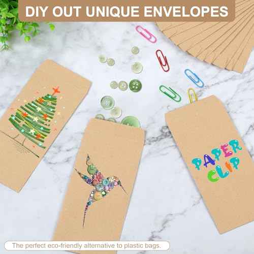 Joyberg 120 PCS Money Envelopes for Cash Kraft Paper, 6.5¡±x3.2¡± Small Cash Envelopes for Self-Adhesive, Money Saving Challenge Coin Envelopes for Coin, Check, Budget, Small Item Organizer