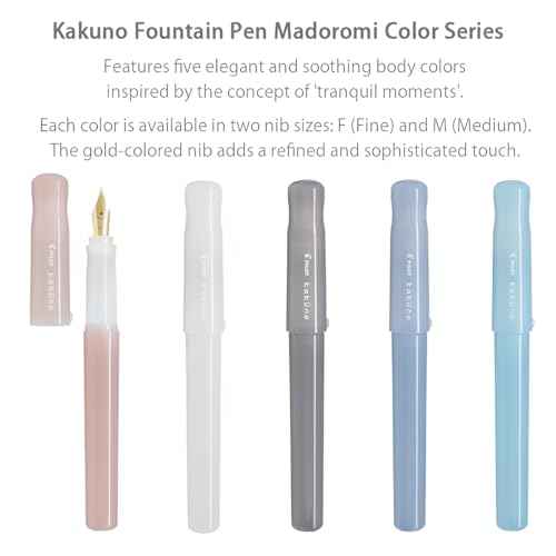 Pilot Kakuno Fountain Pen Madoromi Color Series, Gold (Smiley Face) Fine Nib, Perfect for Beginners and Creative Expression, Pink, PFKA-1MDPF
