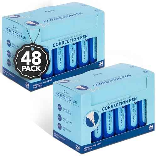 DARICE Liquid Correction Pen Box of 48 - Multi-Purpose Liquid White Out Pen with Metal Tip for School, Office & Home