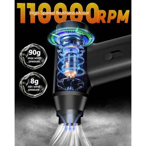 Cordless Electric Air Duster for Computer: 110000RPM Rechargeable Air Blower for Keyboard,Car,Outdoors - Compressed Air Dusters