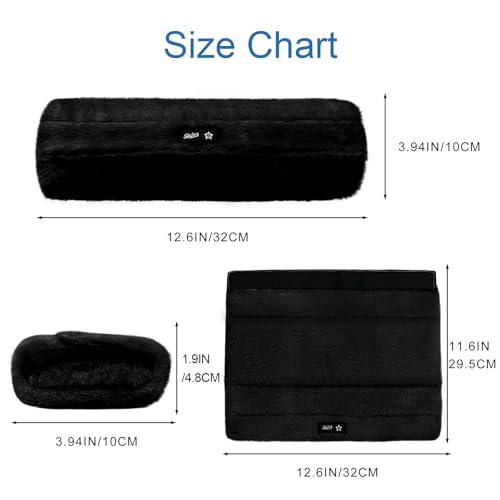 Spring Season Wheelchair Armrest Pads Covers Black Plush Memory Foam