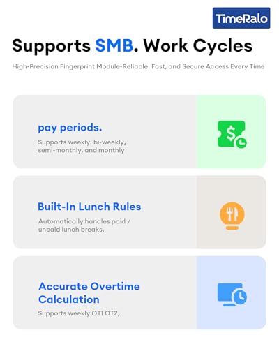 Cloud Time Clock for Small Business - Remote Access, Auto Report, Blue-White
