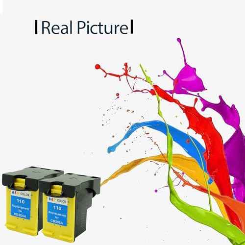 Remanufactured 2 Pack 110XL 110 Tri-Color High Yield Ink Cartridge for 110 Ink Cartridge Use for Photosmart Printers (CB305A)