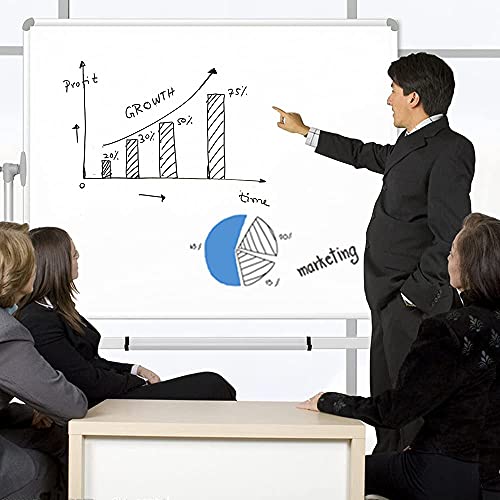 VIZ-PRO Double-Sided Magnetic Mobile Whiteboard on Wheels 48x36 Inch Silver