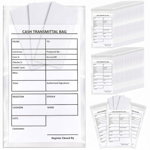 Lewtemi 100 Pack 6x9 Clear Plastic Deposit Bags for Cash with Self-Adhesive Tape