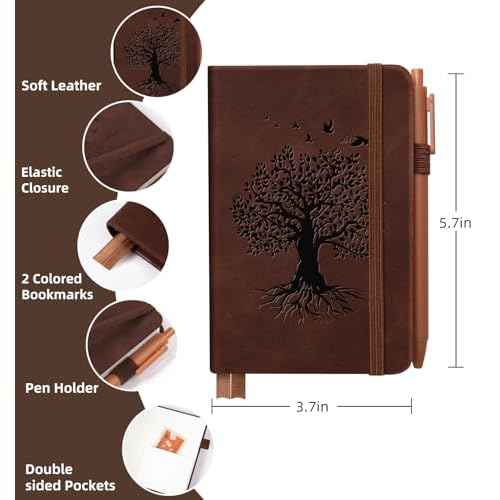 3 Pack Pocket Journaling Notebooks, A6 Small Notebook Total 360 Pages Journaling Notebooks For Note Taking Journals For Writing Mini Note Pads With Pen Holder 100 GSM Thick Paper(Black,Green,Brown)