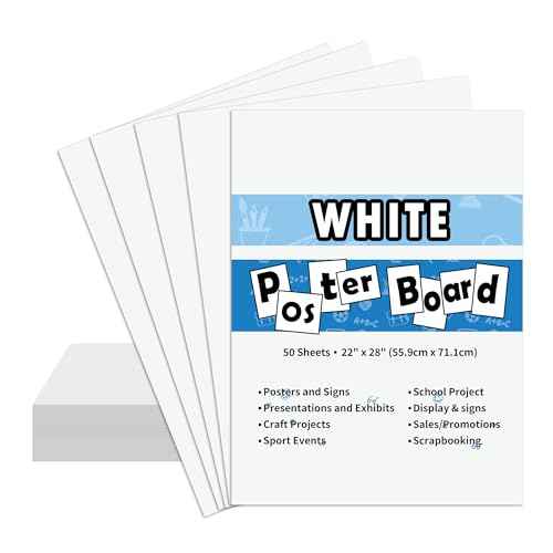 50PCS White Poster Board 22"X28",Value Poster Board for School Craft Project Presentation Drawing Graphic Display,Bulk Board