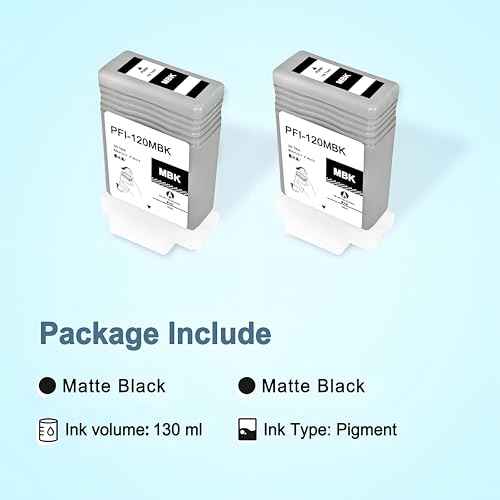 PFI-120 Ink Cartridge PFI-120MBK Matte Black Inks Tank Compatible with Canon imagePROGRAF TM-200 TM-205 TM-300 TM-305 2-Pack 130ml