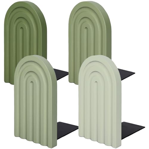 Boho Wooden Rainbow Bookends - Sage Green Arch Decor, Set of 4