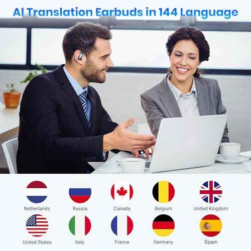 AI Translation Earbuds Real Time: OWS 3-in-1 Translator Earbuds for iOS & Android, Supporting 144 Languages with 60-Hour Battery Translator Headphones for Travel Business Meetings & Learning