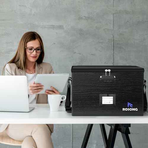 2 Pack Fireproof Document Box File Organizer - Portable Locking Filing Storage Box with Handle Waterproof for Hanging Letter/Legal Folder Important Document