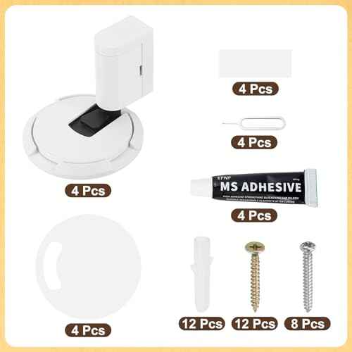 uxcell 4Pcs Magnetic Door Stopper, Silent Magnetic Floor Door Stop with Adhesive, Mechanical Floor Door Stop Shock Absorbing for Bedroom Office Bathroom, White