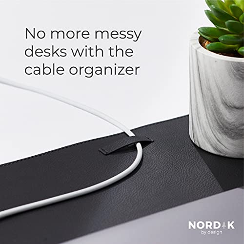 Nordik Leather Desk Mat Pebble Black - Large 35x17 Inch Office Desk Pad