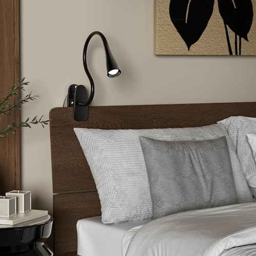Book Light for Reading in Bed, Eye-Caring LED Reading Light, 360¡Æ Flexible Clip on headboard lamp, 5W 3000k Desk Lamp with Clamp for Bedroom, Office, Painting, Workbench and Sewing, Black