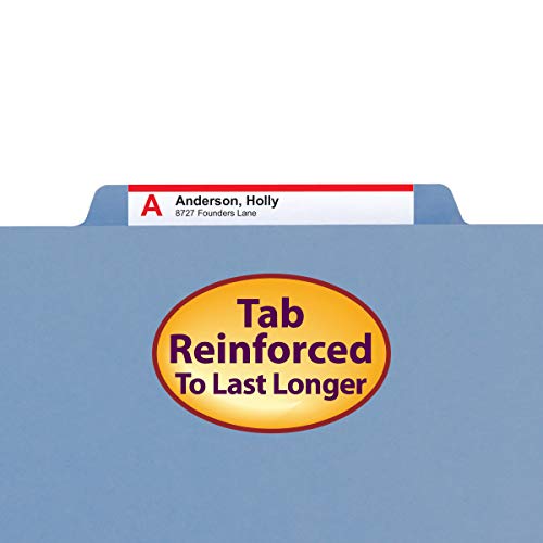 Smead Classification File Folder, 2 Dividers, 2" Expansion, 2/5-Cut Tab, Letter Size, Blue, 10 per Box (14001)