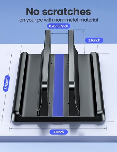 Vaydeer Black Vertical Laptop Stand Holder Organizer for MacBook, Dell, HP, Lenovo, 17.3-inch