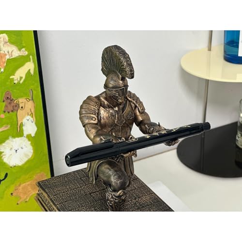Roman Warrior Pen Holder knight Desktop Organizer and Accessories Resin Pen Holder as Gift with Short Swordfor Office and Home (Antique Bronze)