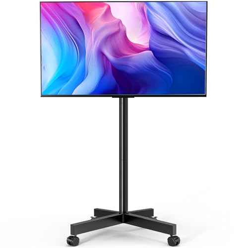 Mobile TV Cart Rolling TV Stand for 23-65 Inch LCD LED OLED 4K Smart TVs up to 110lbs, Height Adjustable Portable AV Cart with Wheels and Tilt Mount, Outdoor TV Stand Mount, Max VESA 400x400mm