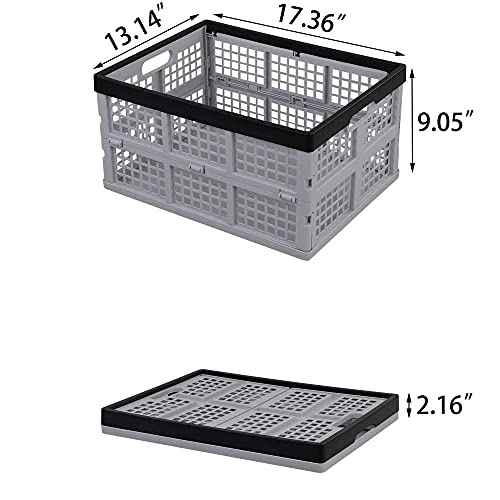 34 L Foldable Plastic Collapsible Crate, Stackable Storage Crate, 3 Packs