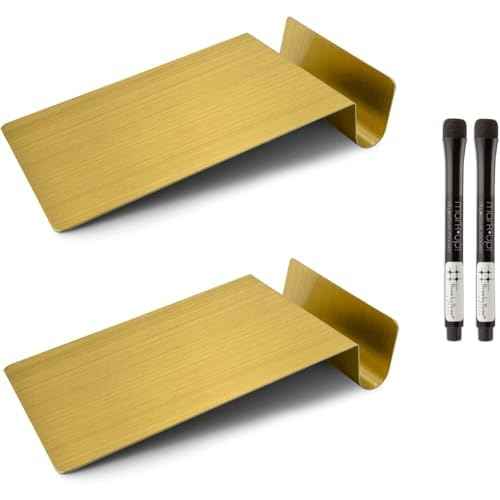 Three by Three Seattle 5.5 x 9 Inch to.do Dry Erase Board with Marker for Memos, Lists, and More in Office, Home, Classroom, and Event Spaces (2 Pack, Golden)