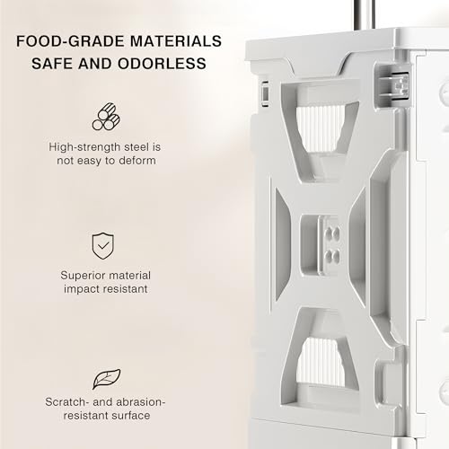 VECELO 23 GAL Modern Rolling Carts with Wheels, Foldable Utility Cart, Light Weight Platform Trucks Dolly, 4 Heavy Duty Wheels, Ideal for Shopping, Camping, Teachers, Pearl White