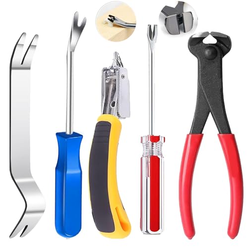 Upholstery Staple & Nail Remover Tool Set — 5 Pcs with Tack Pullers for Furniture & Photo Frames