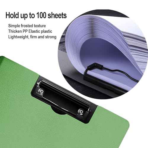 10 Pack Foldable Clipboards, A4 Clipboard Folder, Office Clipboard Folder with Double Clips Metal Clip, Storage Clipboards for Office, School or Medical Field(5 Colors)