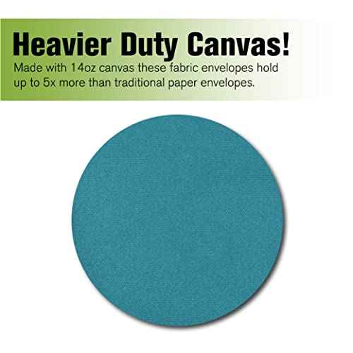 BankSupplies Canvas Interoffice Mailer, 14 oz. - 14W x 11H - Teal - Transit Bag - Large Zipper Bag with Grommet - Use with Padlock or Zip Tie for Security - Interoffice Mail Bag