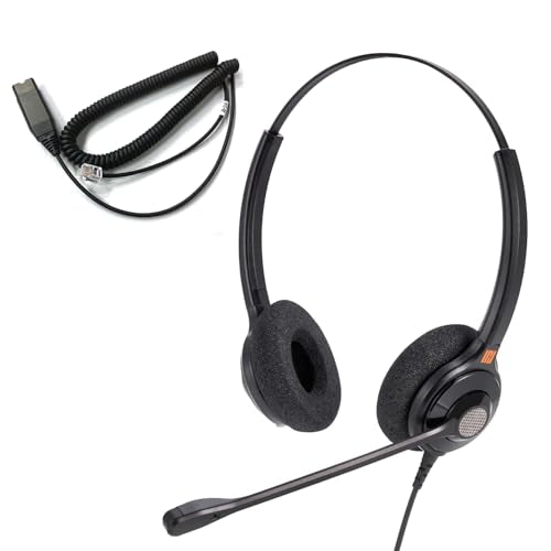 IPD Phone Headset for Office and Call Center Wired QD to RJ9 IPH-215 Binaural-Comapatible with Avaya 1608 1616 9601 9608 9611 9611G 9620 9621 9630 9631 9640 9641 9650 9670 J139 J159 J169 J179