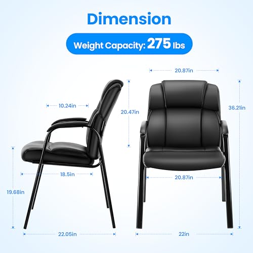 HealSmart 1 Pack Leather Guest Chair with Padded Arm Rest for Office Reception, Waiting Room, Meeting Conference, Lobby Home Desk Table Side Chairs for Seniors, Elderly