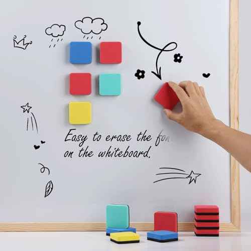 XKDOUS 12 Pack Dry Erase Eraser, Magnetic Whiteboard Eraser, Small White Board Eraser for Kids, Dry Erase Board Eraser, Mini Dry Erase Erasers Perfect for Classroom(4 Color, 2 x 2 Inch)
